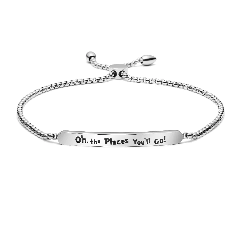 Women's platinum bangles-Oh! The Places You'll Going Adjustable Chain Link Bracelet