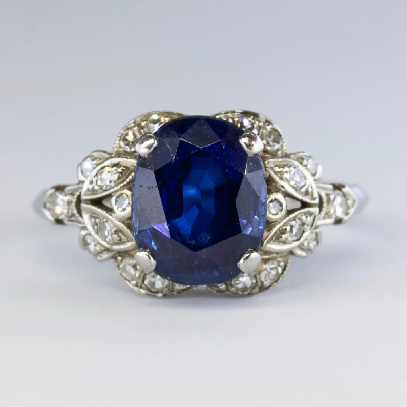 Designer women's rings-Sapphire & Diamond Cocktail Ring | 2.65ct | 0.18ctw | SZ 6.25 |