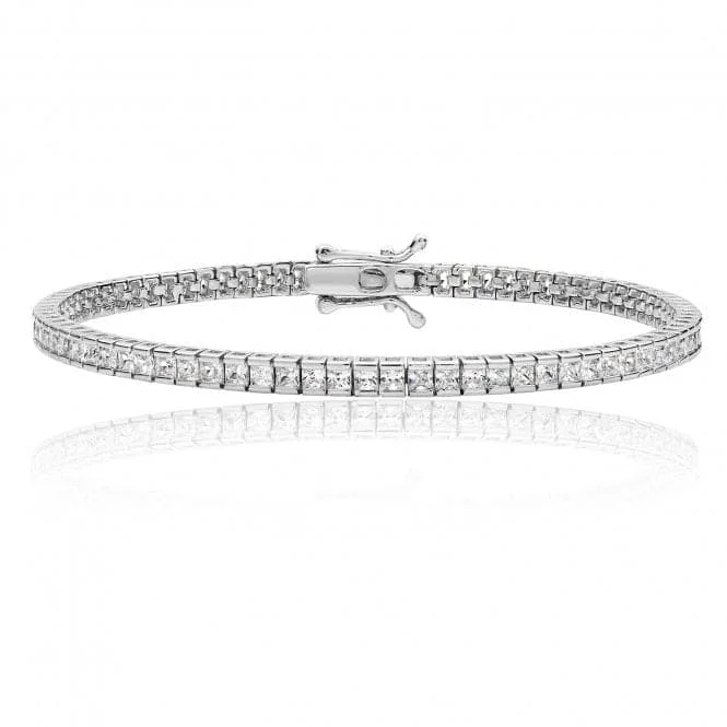 Women's bohemian bangles-Silver & Co Square-Cut Cubic Zirconia Line Bracelet SBG0012