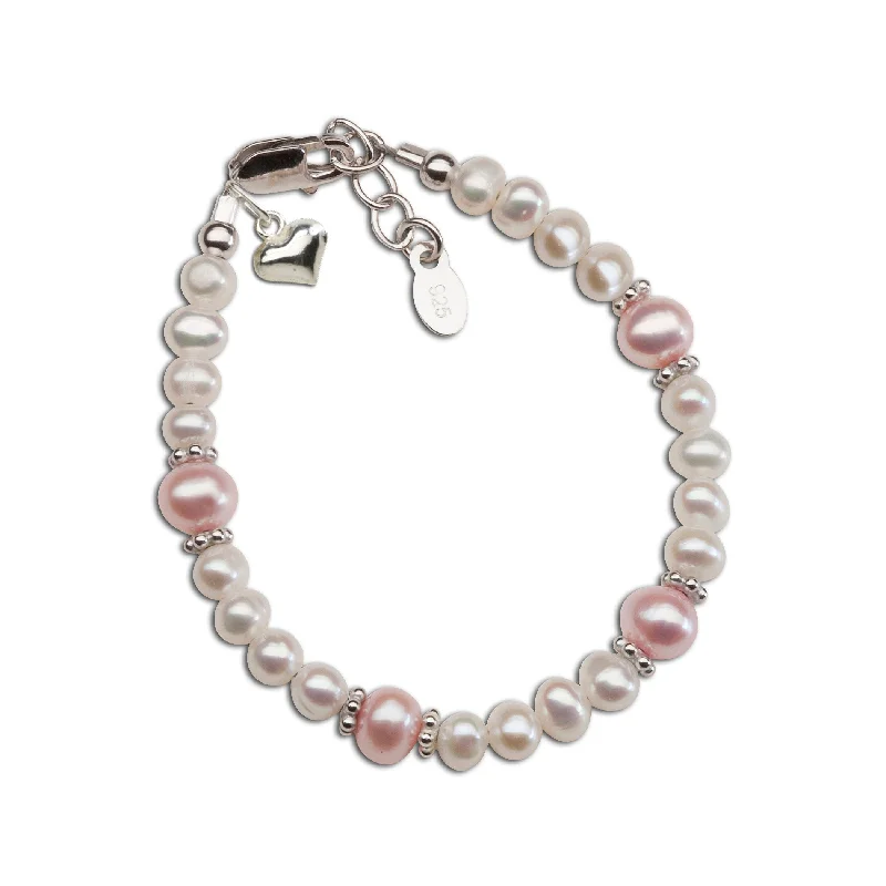 Women's diamond bangles-Sterling Silver Pink Pearl Bracelet for Baby and Kids