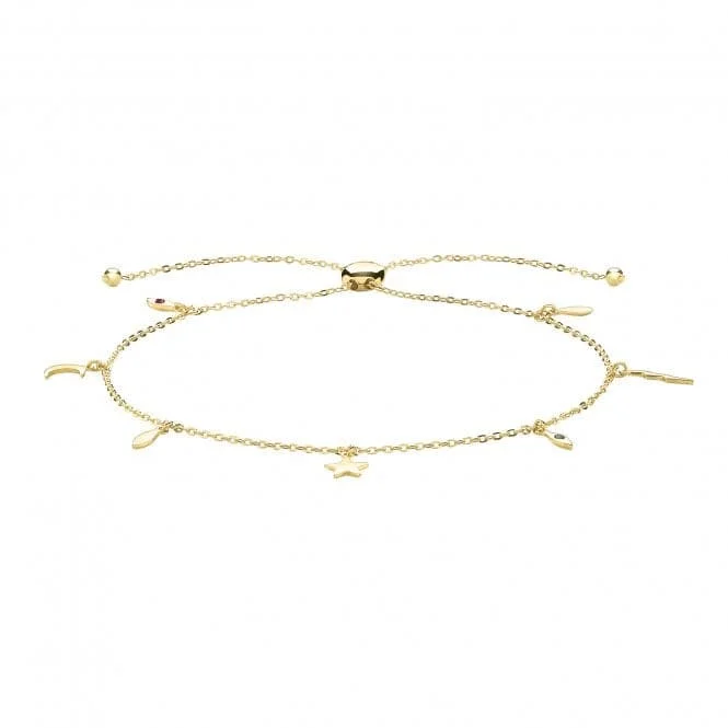 Women's star bangles-9ct Yellow Gold Pull Style Bracelet with Charms