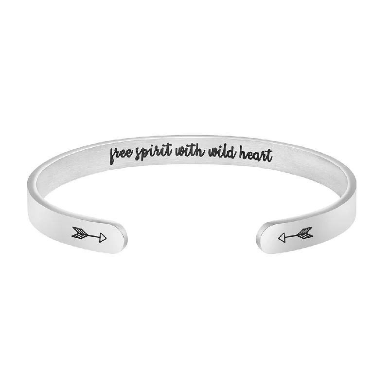 Women's limited edition bangles-Free Spirit with Wild Heart Hidden Message Cuff Bracelet