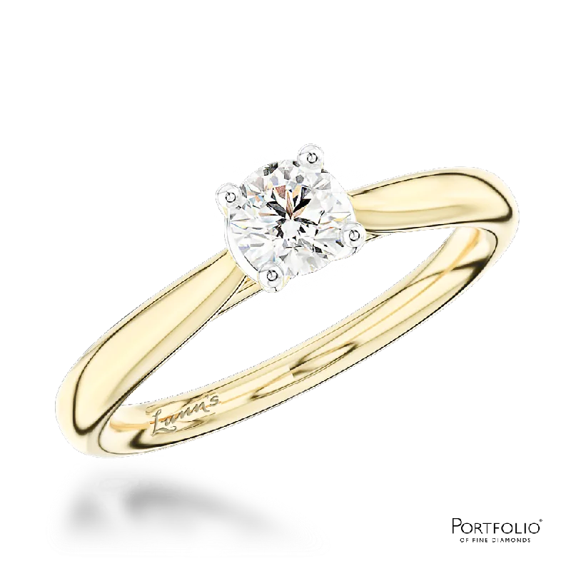 Women's silver-plated rings-Solitaire 0.21ct F VS Diamond Yellow Gold/Platinum Ring