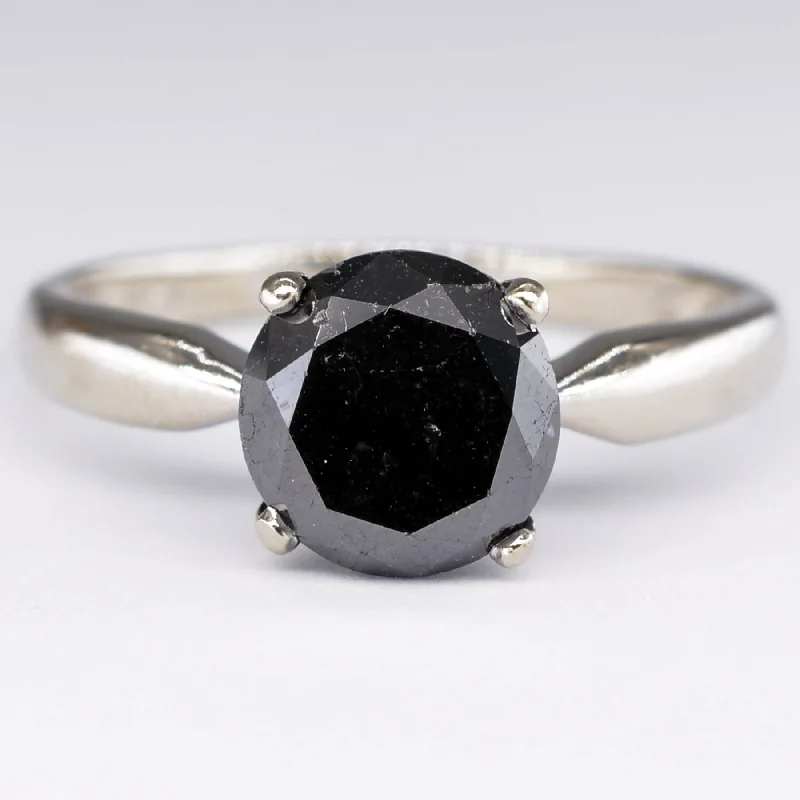 Women's elegant rings-Black Diamond Solitaire Ring | 2.27ct | SZ 9