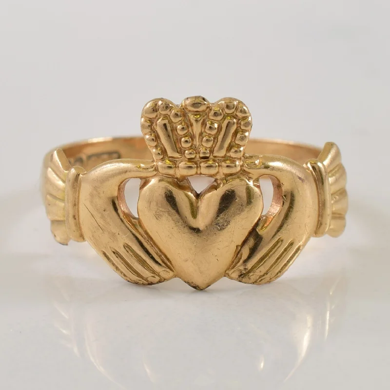 Minimalist women's rings-1985 Dublin 9k Yellow Gold Claddagh Ring | SZ 7.75 |