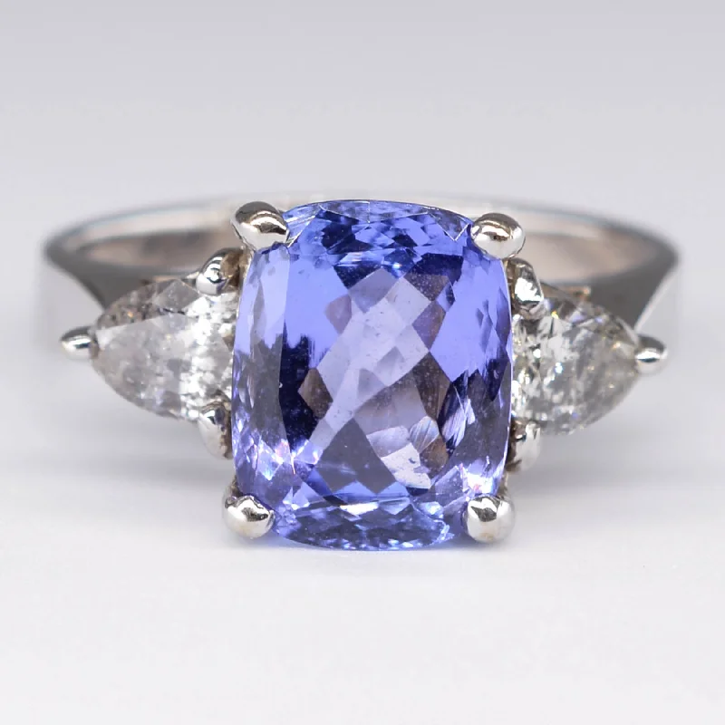 Women's luxury brand rings-Tanzanite and Diamond Three Stone Ring | 0.40ctw | SZ 5.25 |