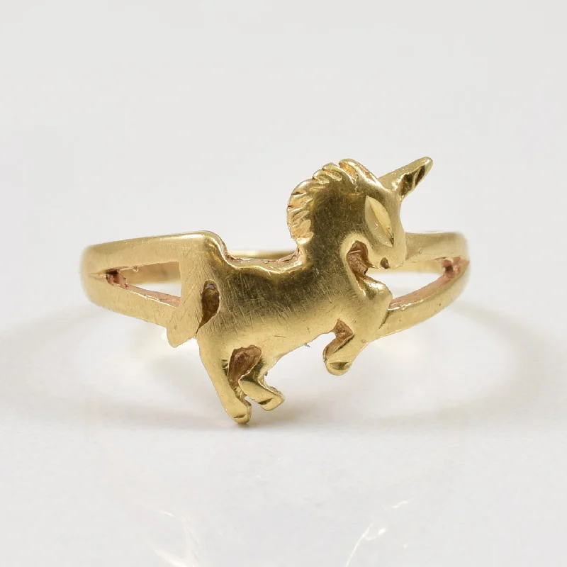 Women's celestial rings-10k Yellow Gold Unicorn Ring | SZ 5 |