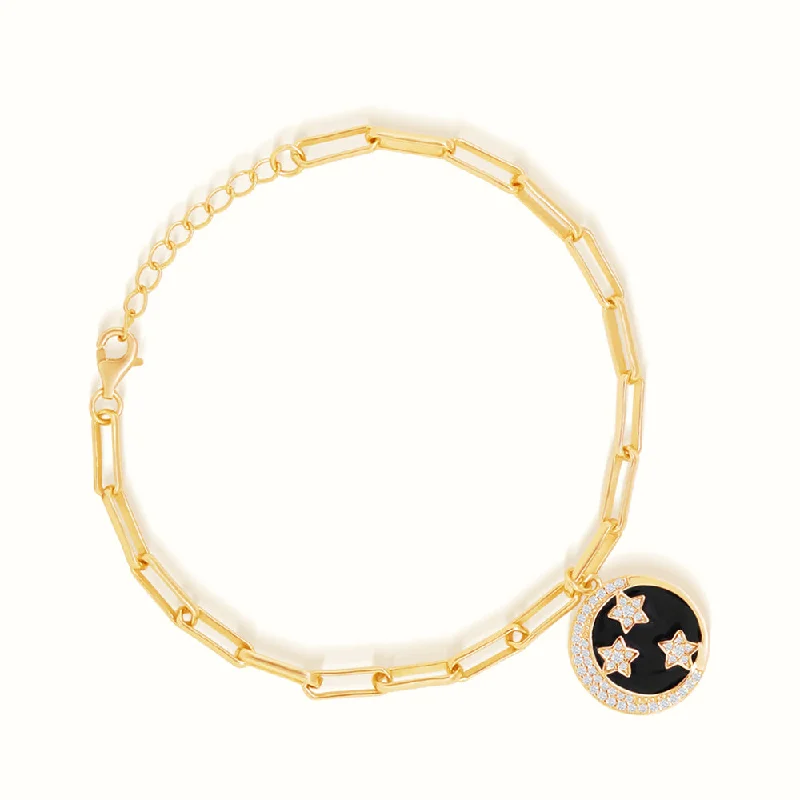 Women's alloy bangles-Women's Vermeil Diamond Star Coin Bracelet