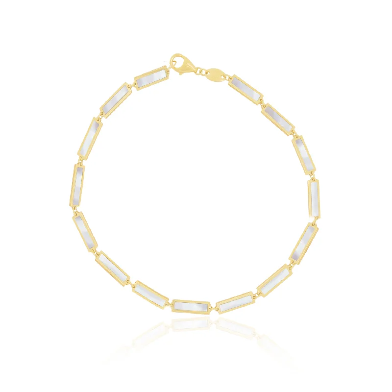 Women's party bangles-Mother of Pearl Bar Bracelet