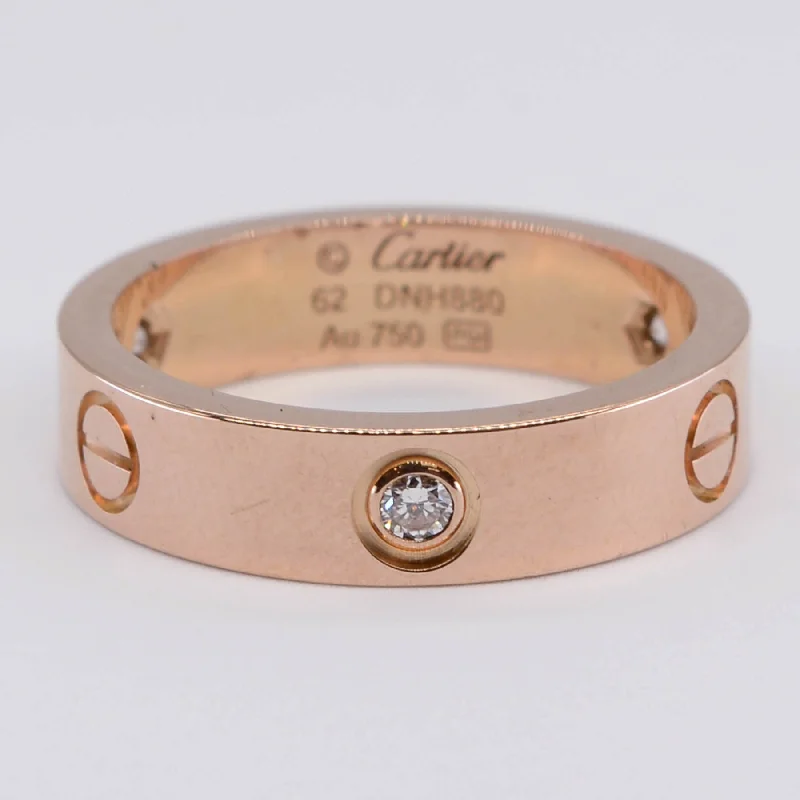 Women's graduation rings-'Cartier' Three Diamond Love Ring in Rose Gold | 0.22ctw | SZ 10 (Cartier Size 62)