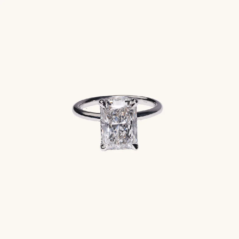 Women's limited edition rings-3.55 Radiant Lab Diamond Engagement Ring with Hidden Halo