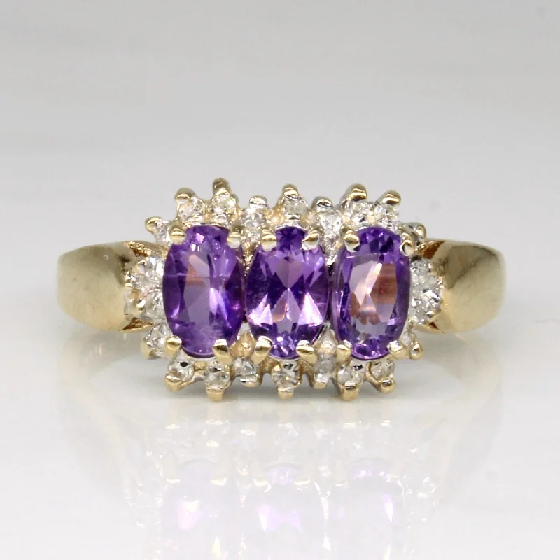 Women's Mother's Day rings-Amethyst & Diamond Cocktail Ring | 0.50ctw, 0.11ctw | SZ 8 |