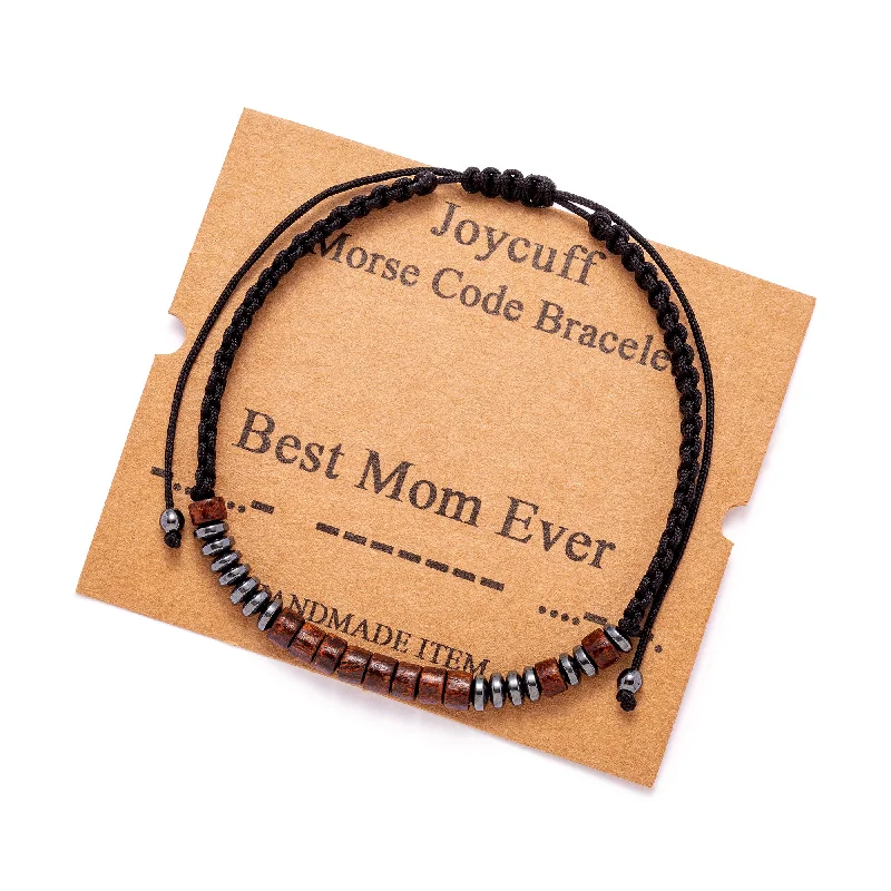 Women's gemstone bangles-Best Mom Ever Morse Code Bracelet for Mom Secret Message Jewelry for Her