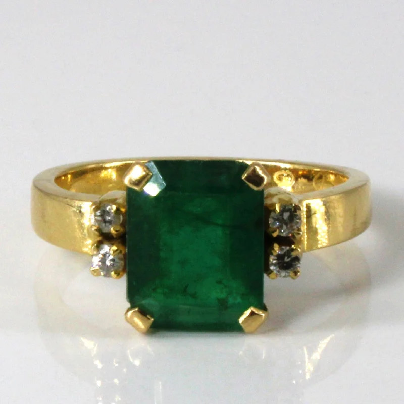 Women's adjustable rings-Solitaire Emerald with Diamonds Cocktail Ring | 2.62ct | 0.12ctw | SZ 7.25 |