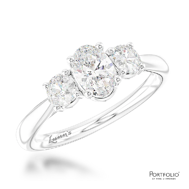 Women's custom engraving rings-Three Stone 0.50ct F SI1 Diamond Platinum Ring