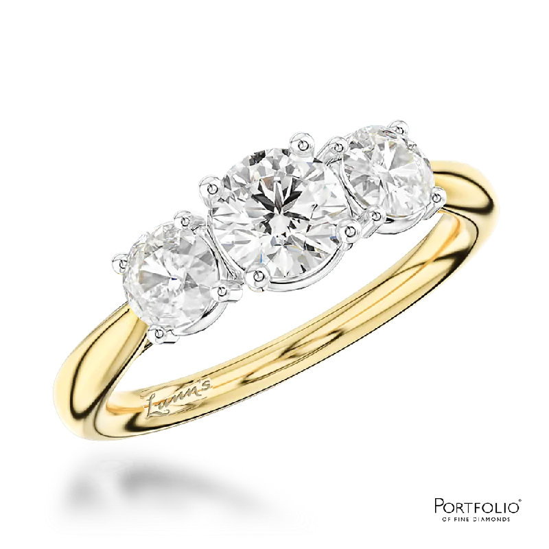 Women's sterling silver rings-Three Stone 0.50ct F SI2 Diamond Yellow Gold/Platinum Ring