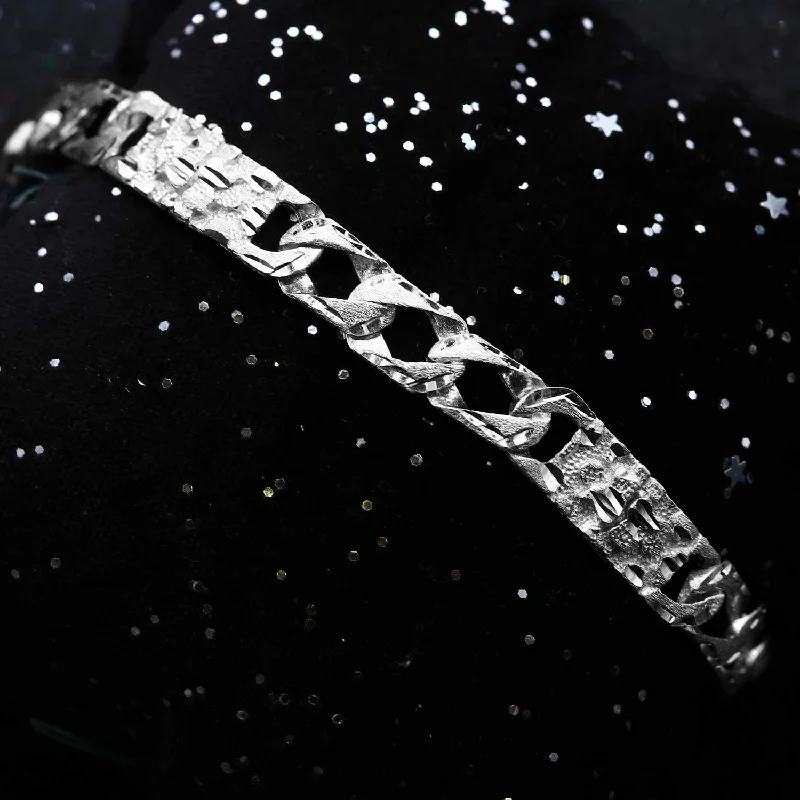 Women's moon phase bangles-Bracelet gourmette taille diamant en argent SP041