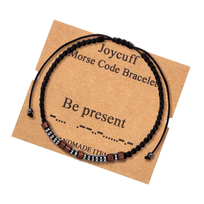 Women's elegant bangles-Be Present Morse Code Bracelet for Women Inspirational Gift for Her