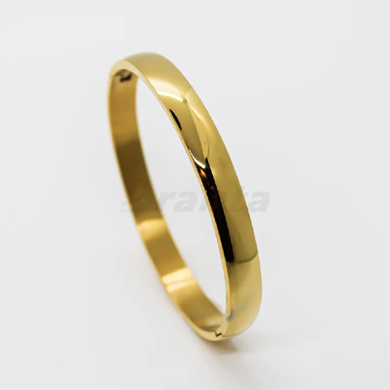 Women's geometric bangles-Glossy Finish Titan Stainless Steel Gold Bracelet For Men