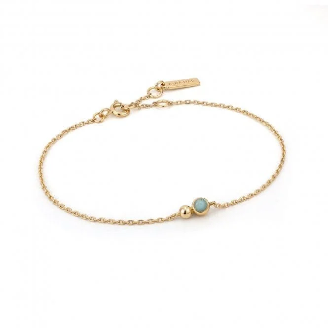 Women's Christmas bangles-Gold Orb Amazonite Chain Bracelet B045-01G-AM