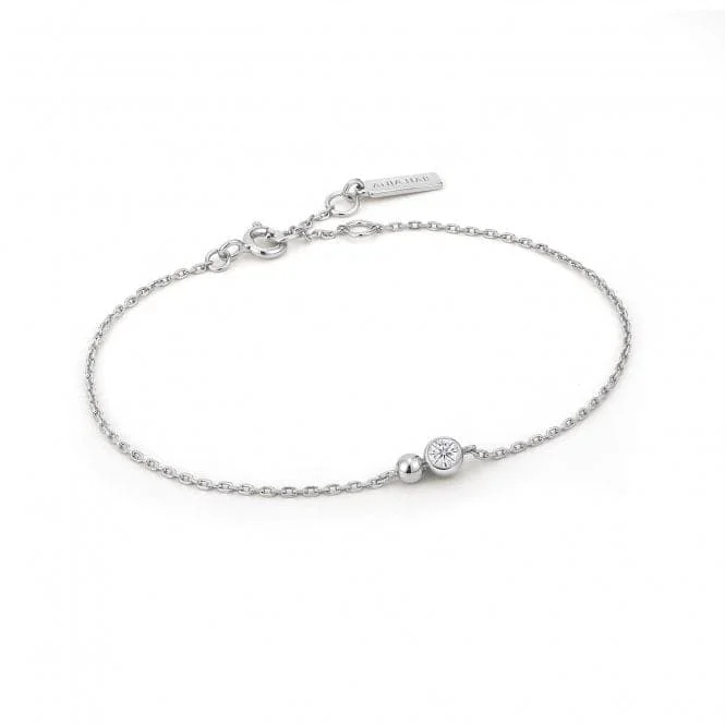 Women's Mother's Day bangles-Silver Orb Sparkle Chain Bracelet B045-01H-CZ