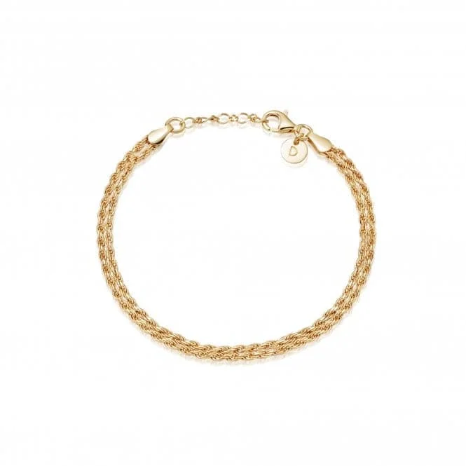 Women's cuff bracelets-Isla Double Rope 18ct Gold Plated Bracelet SBR01_GP