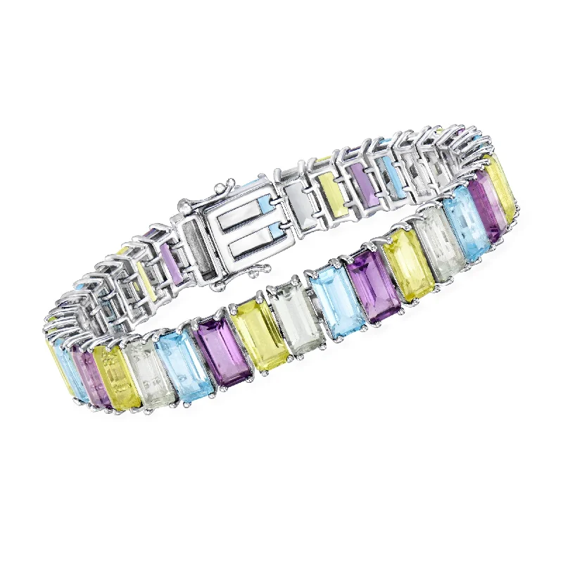 Luxury women's bangles-Ross-Simons Multi-Gemstone Tennis Bracelet in Sterling Silver