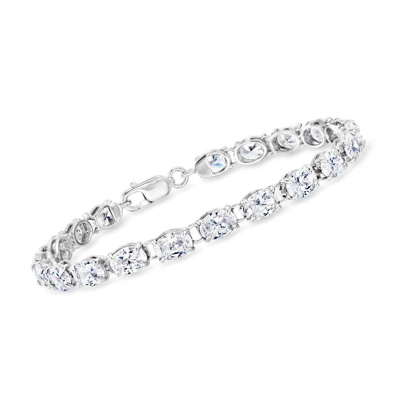 Women's stainless steel bangles-Ross-Simons Oval CZ Tennis Bracelet in Sterling Silver