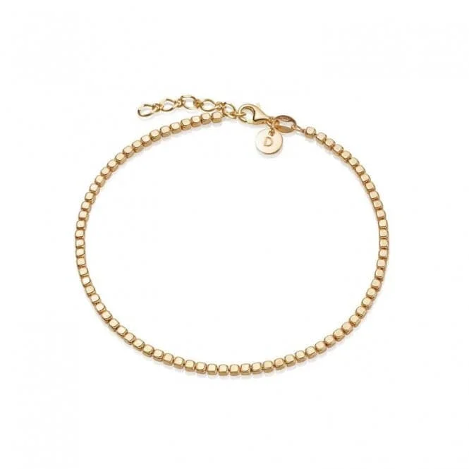 Women's stainless steel bangles-Beaded Chain 18ct Gold Plated Bracelet RBR02_GP