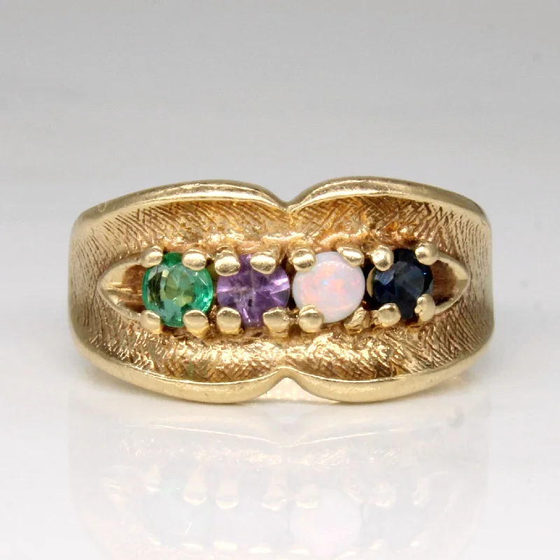 Women's DNA rings-Multi Gem Four Stone Ring | 0.31ctw | SZ 5 |