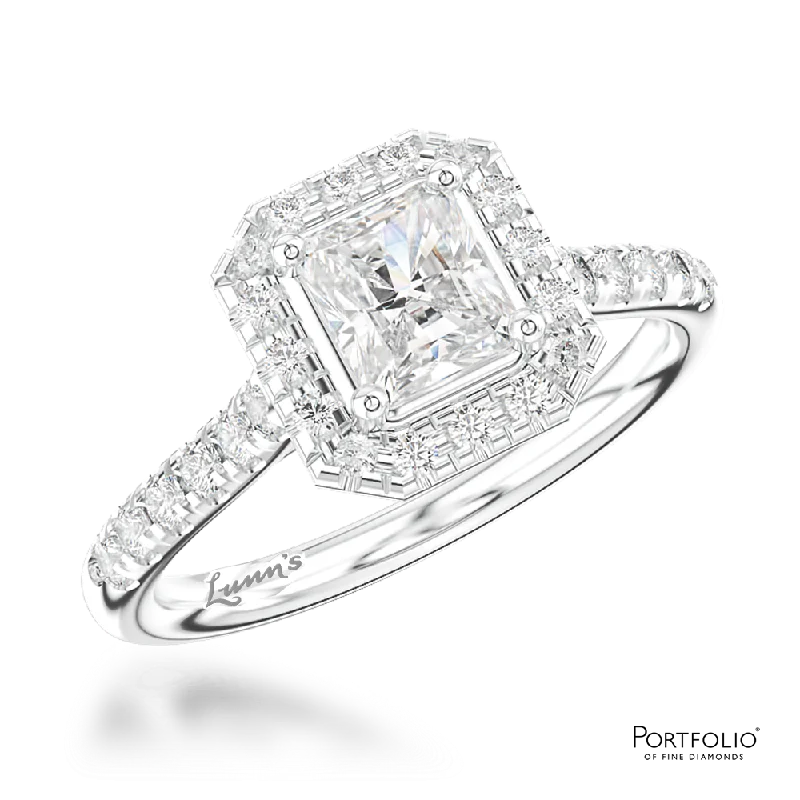 Women's art deco rings-Cluster 0.50ct F SI1 Diamond Platinum Ring