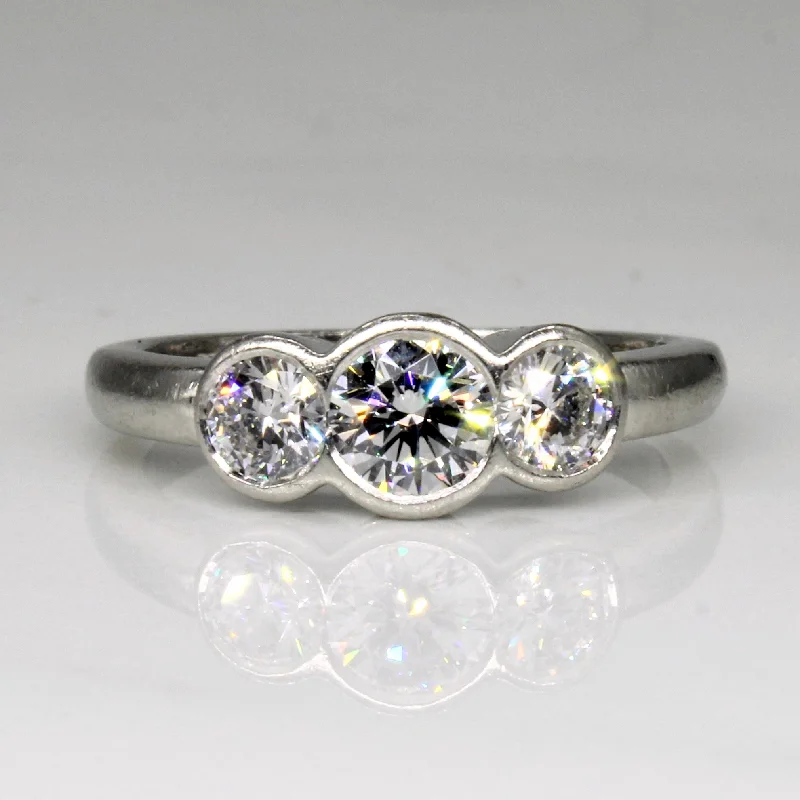 Women's geometric rings-Three Stone Diamond Engagement Ring | 0.96ctw | SZ 7 |