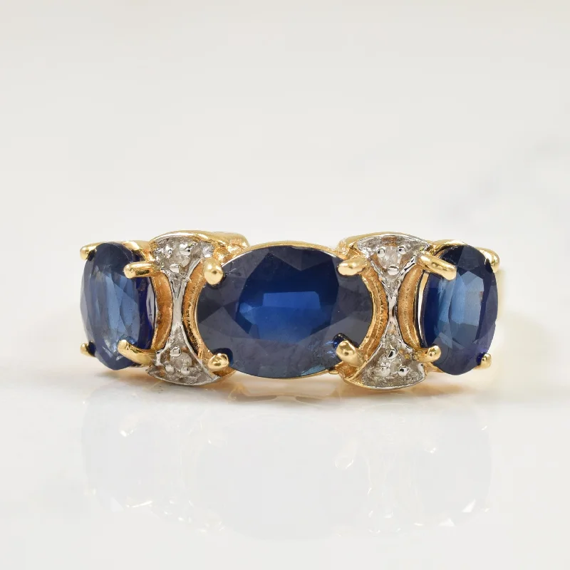 Women's spiritual rings-Blue Sapphire & Diamond Ring | 2.50ctw, 0.02ctw | SZ 8 |