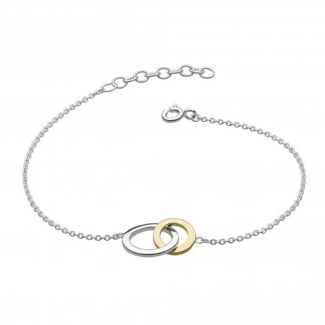 Women's sustainable bangles-Dew Sterling Silver Set Linked Circle Gold Plate 7.5 Bracelet 7694GD021