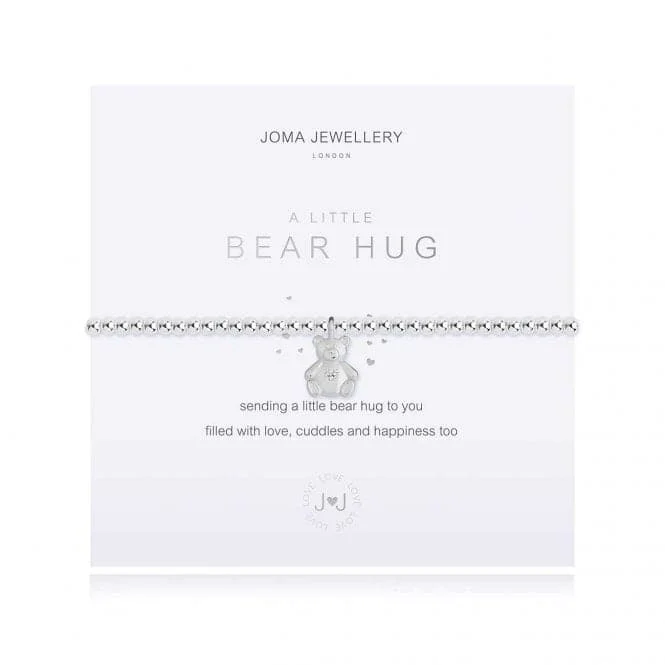 Women's personalized bangles-A Little Bear Hug Silver Bracelet 17.5cm Stretch Bracelet 3883