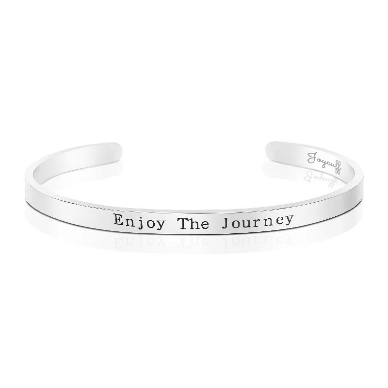 Women's luxury brand bangles-Enjoy The Journey Mantra Bracelet Inspirational Travel Jewelry