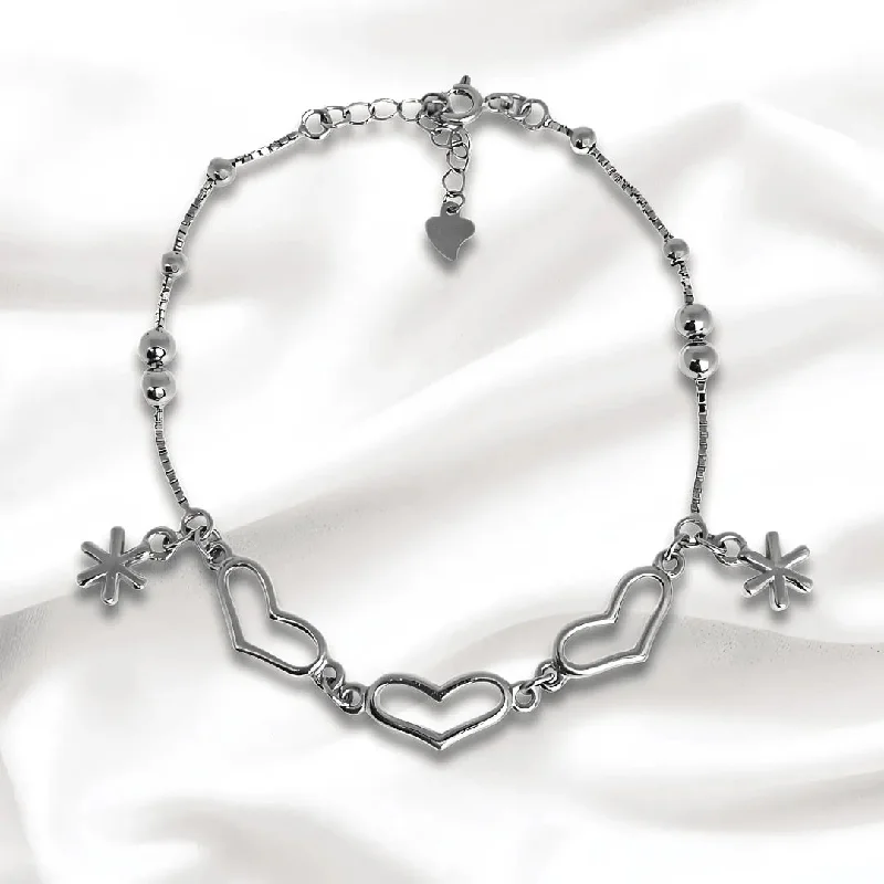 Women's stainless steel bangles-Silver Heart - Bracelet for Women