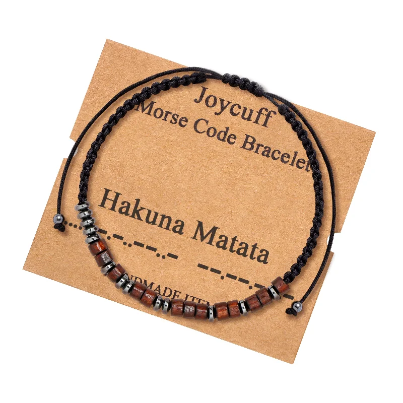 Women's casual bangles-Hakuna Matata Morse Code Bracelet for Women Inspirational Gift for Her