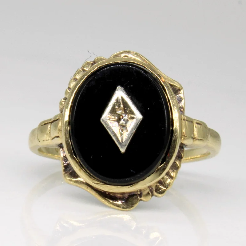 Women's party rings-Onyx & Diamond Cocktail Ring | 1.70ct, 0.01ct | SZ 6.75 |