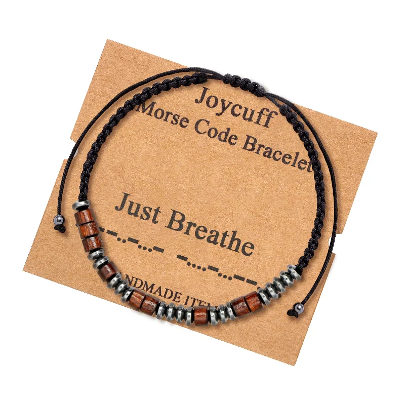 Women's art deco bangles-Just Breathe Morse Code Bracelet for Women Inspirational Gift for Her