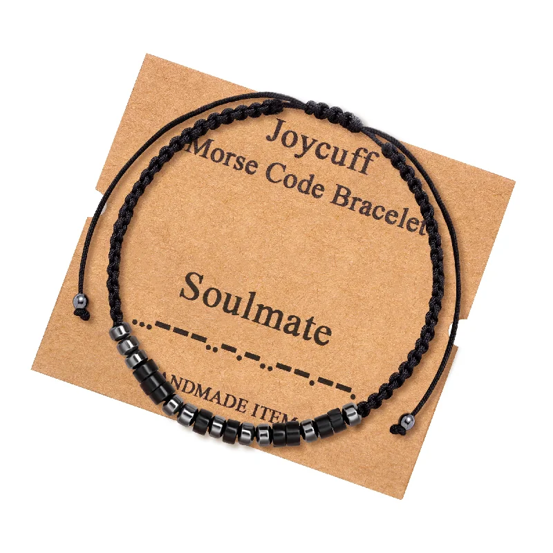 Women's gold bangles-Soulmate Morse Code Bracelet for Women Inspirational Gift for Her