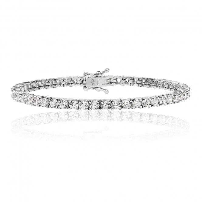 Women's fashion bangles-Silver & Co Round Cubic Zirconia Line Bracelet SBG0009