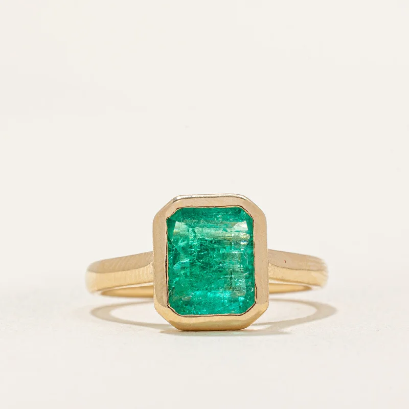 Minimalist women's rings-'100 Ways' Emerald Bezel Set Ring | 1.54ct | SZ 7.25 |