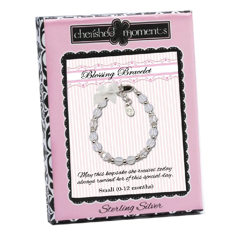 Women's pearl bangles-Sterling Silver White Blessing Baby Bracelet