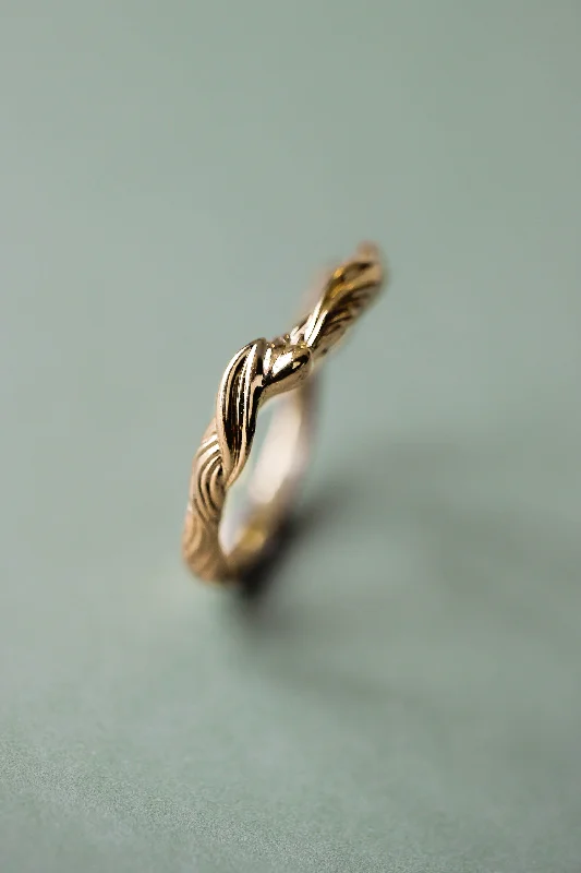 Women's Valentine's Day rings-Twisted branch wedding ring, matching band for Olivia