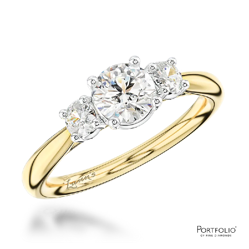 Women's friendship rings-Three Stone 0.40ct G SI1 Diamond Yellow Gold/Platinum Ring