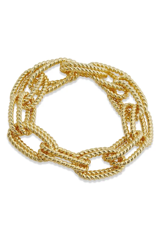 Women's bridal bangles-GOLD PLATED DOUBLE LINK BRACELET