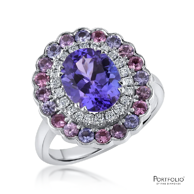 Women's jade rings-Cluster 2.24ct Tanzanite White Gold Ring