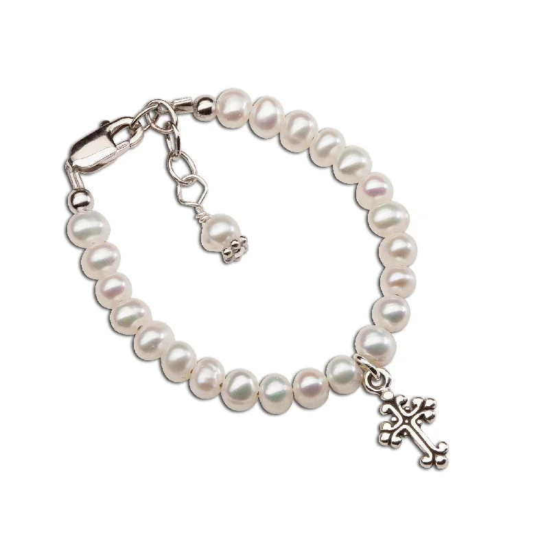 Women's beaded bracelets-Sterling Silver Kid's Cross Bracelet