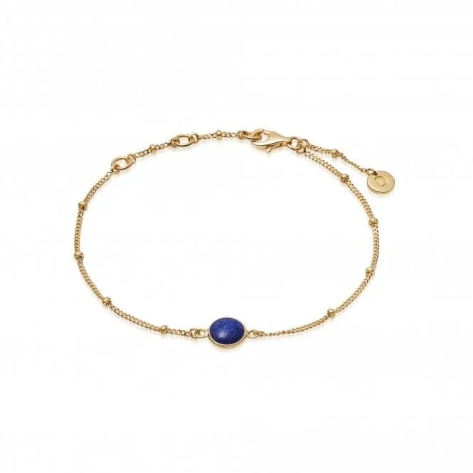 Modern women's bangles-Lapis Healing Stone Bobble 18ct Gold Plate Bracelet HBR1004_GP